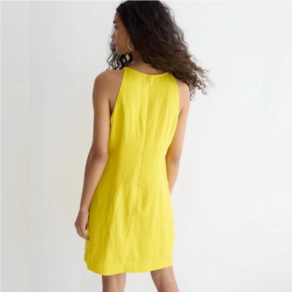 J. Crew Maxine High Neck Shift Dress in Linen Yellow - XS